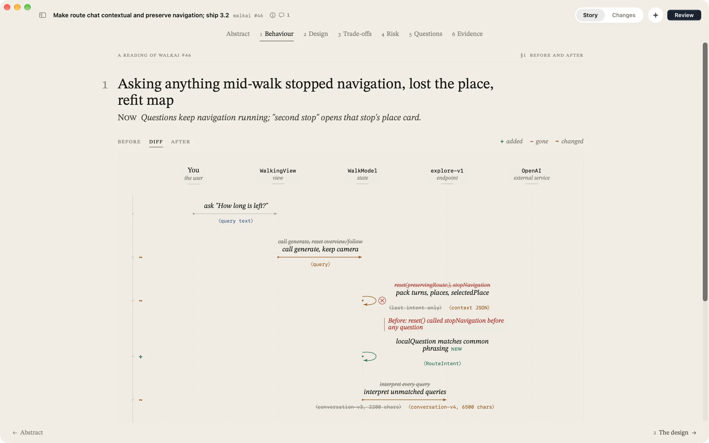 The behaviour page