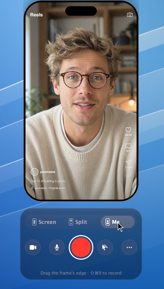 Me layout: just the camera, face tracked